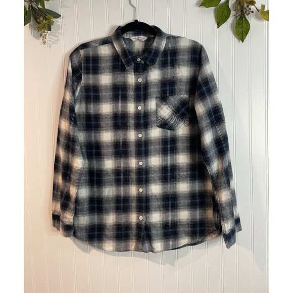 Alpine Design Navy & White Plaid Button-Up Long Sleeve Men's Shirt L - Picture 8 of 11